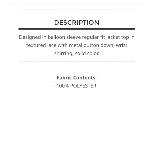 $45 start 156 ⬇️Pretty POL Textured lace jacket top - Picture 4 of 4